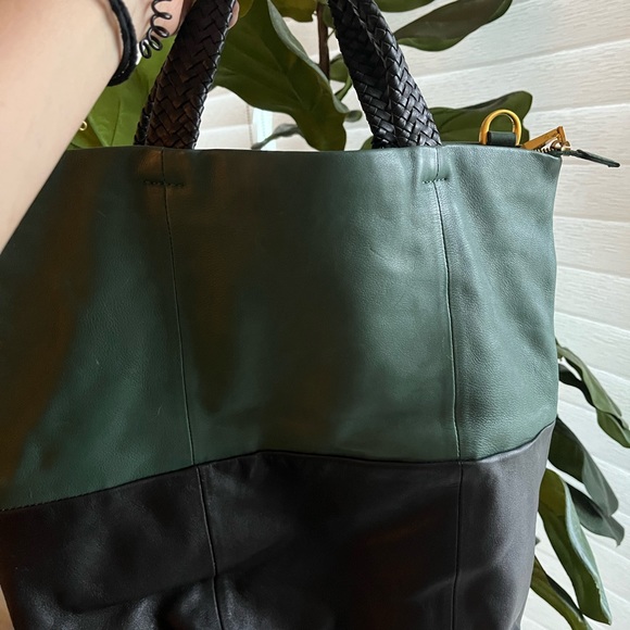 Two tone 100% leather bag green/black - crossbody bag - Picture 3 of 8